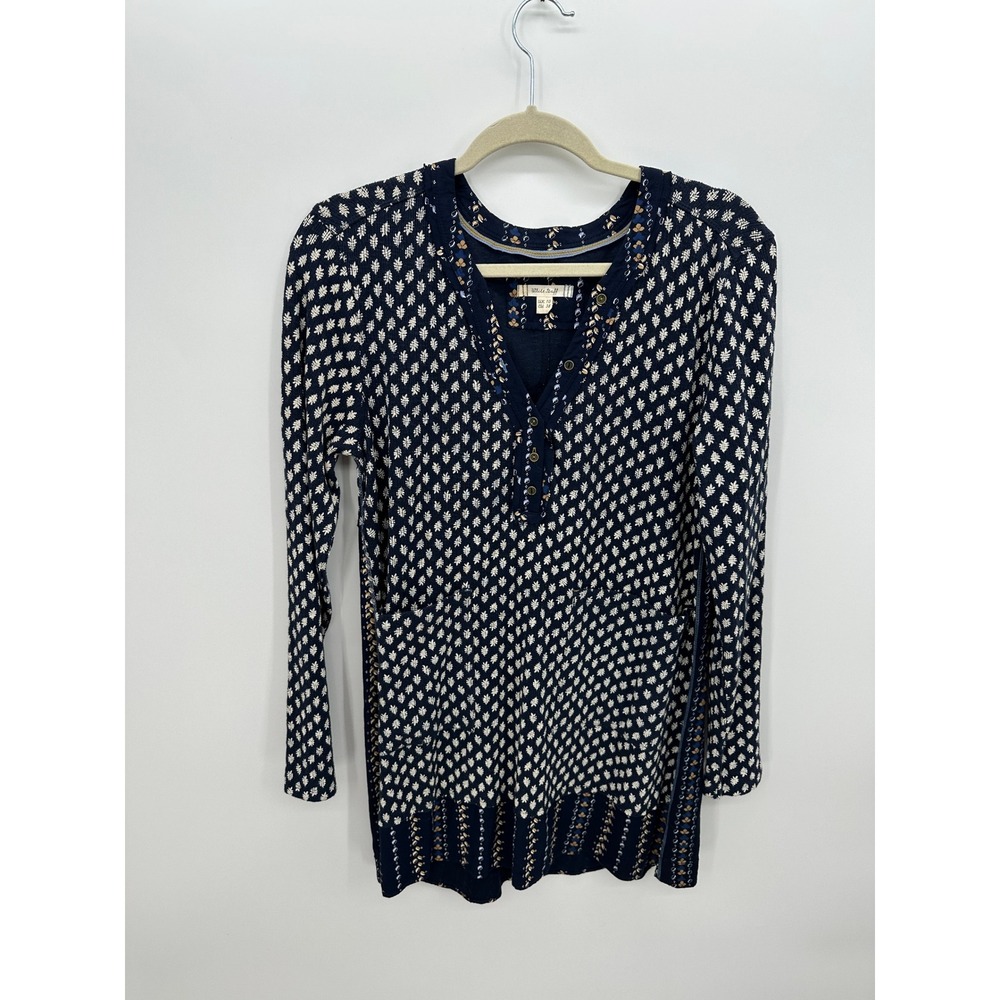 White Stuff Navy Boho Print Tunic Top Sz 6 Cottagecore Peasant  Maximalist‎